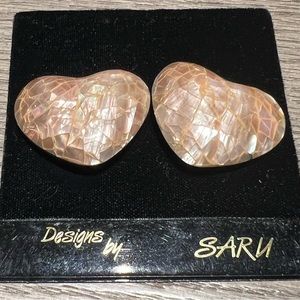 Vintage Designs by Saru Heart Clip On Earrings